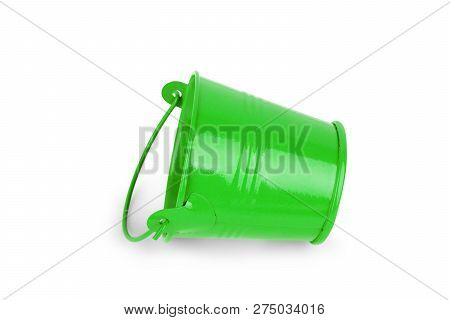 Single Green Bucket Isolated On A White Background