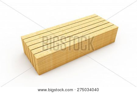 Wood Boards. Lath Boards Isolated On White Background 3d Render