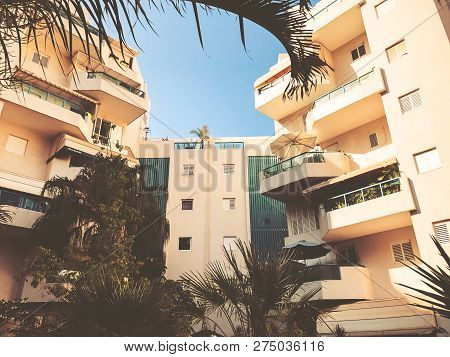 Residential Buildings And Surrounded With Green Plants In  Rishon Le Zion.