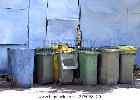 Waste Bin Dirty, Dumpster Junk Recycle, Pile Of Bin Plastic Many For Waste Trash Dump, Bins For Wast