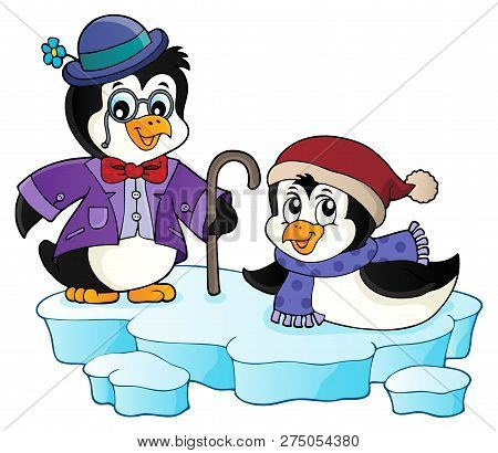 Happy Stylized Penguins Topic Image 1 - Eps10 Vector Picture Illustration.