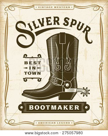 Vintage Western Bootmaker Label Graphics