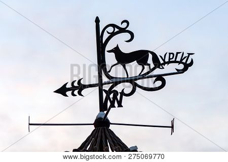 Russia, Surgut, December 20, 2018: Weathervane With A Figure Of A Fox Is A Symbol Of Surgut And The 