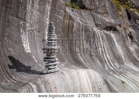 Cairn Near Franz Josef Glacier, New Zealand Mountains