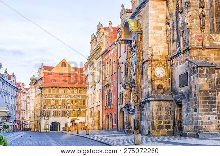 Morning In Prague.czech Republic. Town Hall Square