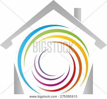House and spiral in colors, painter logo