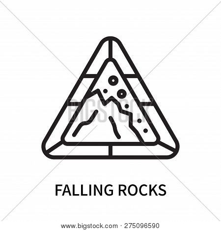 Falling Rocks Icon Isolated On White Background. Falling Rocks Icon Simple Sign. Falling Rocks Icon 