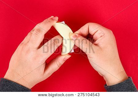Diy Cookie With Predictions On A Red Background. Gift Ideas, Decor For The Chinese New Year. Handmad