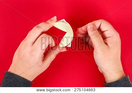 Diy Cookie With Predictions On A Red Background. Gift Ideas, Decor For The Chinese New Year. Handmad