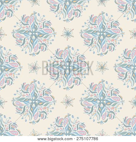 Colorful Lily Mandala Pattern On Cream Background