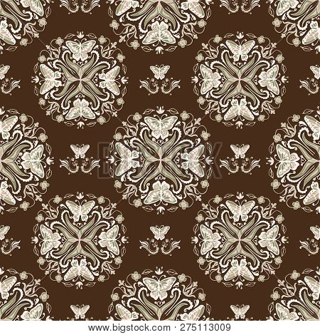 Butterfly Mandala Pattern On A Brown Background