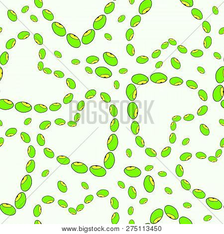 Green Mung Beans Hearts Seamless Pattern With Love
