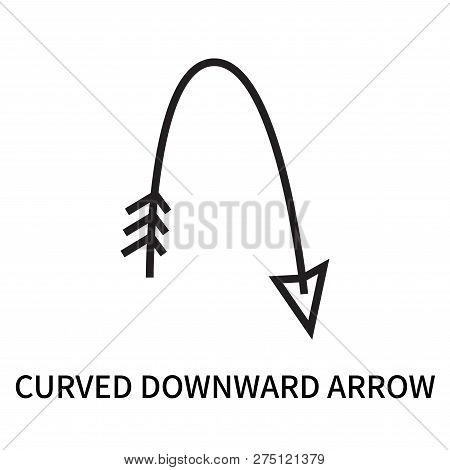 Curved Downward Arrow Icon Isolated On White Background. Curved Downward Arrow Icon Simple Sign. Cur
