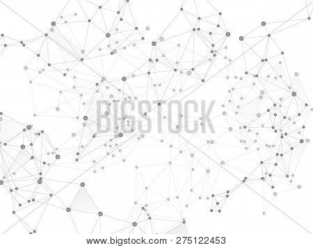 Gometric Plexus Structure Cybernetic Concept. Network Nodes Greyscale Plexus Background. Coordinates
