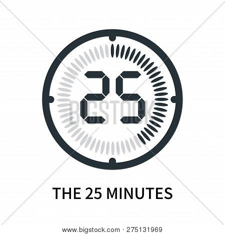 The 25 Minutes Icon Isolated On White Background. The 25 Minutes Icon Simple Sign. The 25 Minutes Ic