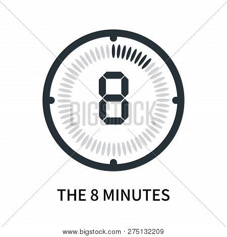The 8 Minutes Icon Isolated On White Background. The 8 Minutes Icon Simple Sign. The 8 Minutes Icon 
