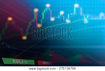 stock forex trading - business graph charts of financial / forex charts graph board data information display stock background BUY and SELL options on screen - stock exchange market analysis