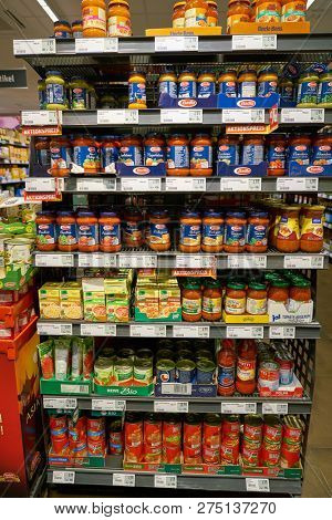 DUSSELDORF, GERMANY - CIRCA SEPTEMBER, 2018: interior shot of Netto supermarket in Dusseldorf.
