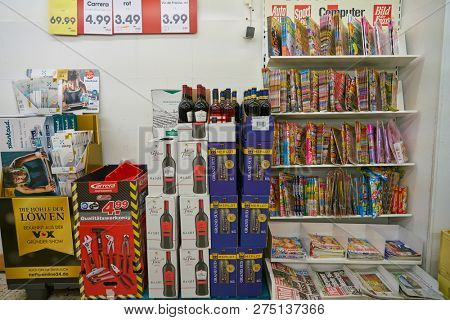 DUSSELDORF, GERMANY - CIRCA SEPTEMBER, 2018: interior shot of Netto supermarket in Dusseldorf.