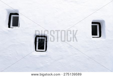 Typical Residence With White Walls And Wood Windows Of The Fishing Village Binibeca Menorca Spain