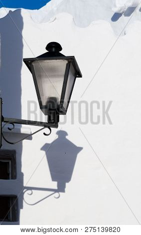 Typical Residence With White Wall Roof And Street Light Of Fishing Village Binibeca Menorca Spain
