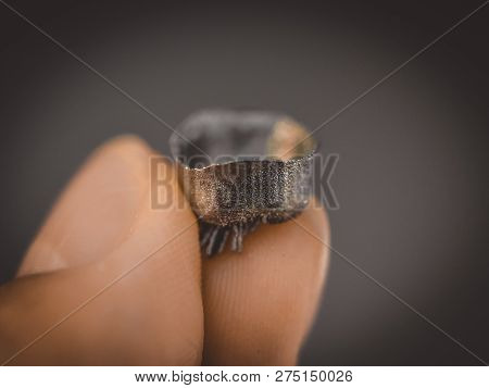 Small Object Printed On Metal 3d Printer Macro.