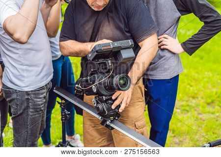 Digital Video Camera Gimbal Stabilization. Dslr Videography Equipment.