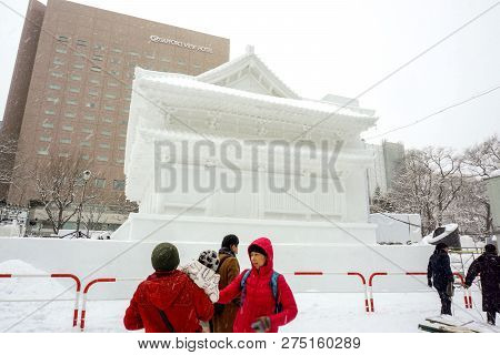 Supporo, Hokkaido, Japan 12 February 2018 : Grand Japanese Temple 