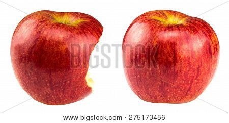 Red Bitten Apple And Whole Apple Isolated On White