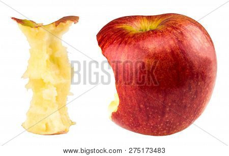 Red Bitten Apple And Whole Apple Isolated On White