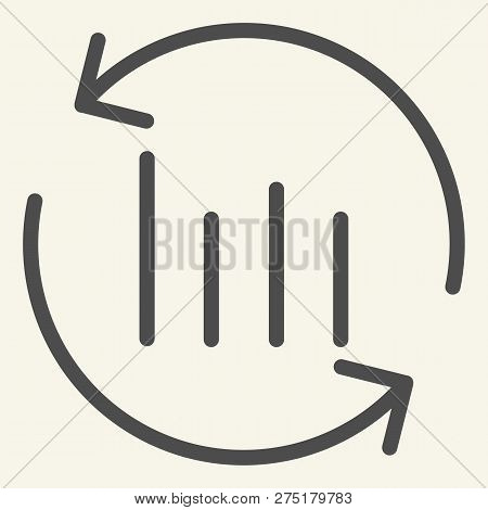 Chart With Arrows Line Icon. Graph With Circle Arrows Vector Illustration Isolated On White. Diagram
