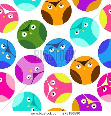 Owls Pattern Colorful Colorful Circle Bird Decoration