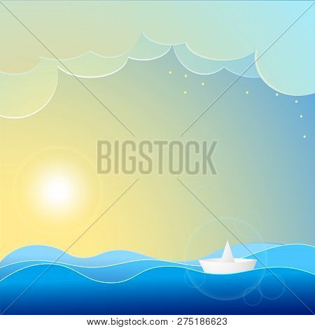 A Paper Boat Sails On The Sea Waves