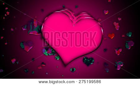 Design Template . Heart For Valentines Day Background .colorful Confetti Hearts Isolated On Backgrou