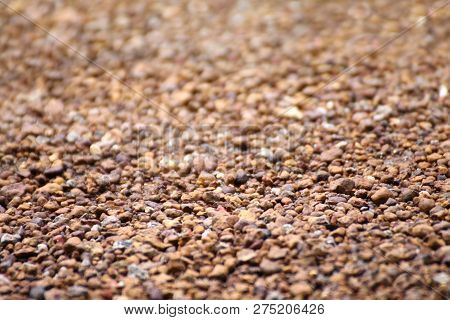 Brown Stone Grit Scree, Stone Floor Grit Scree For Background, Floor Surface Rock Materials Scree Te