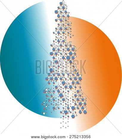 Illustrative Algorithmic Colorful Blue And Orange Background Christmas Tree Design With Ornament - K