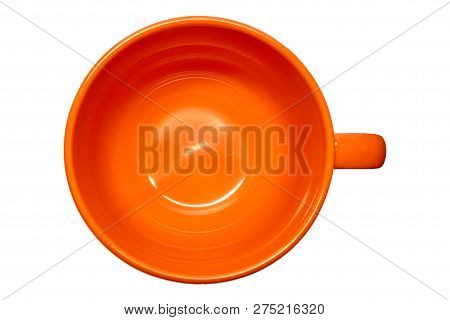Empty Orange Color Coffee Cup On White