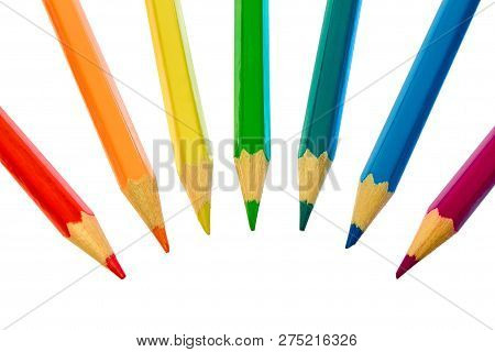 Set Of Color Pencils On A White Background