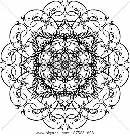 Ornamental Black Mandala. Hand Drawn Vector Design
