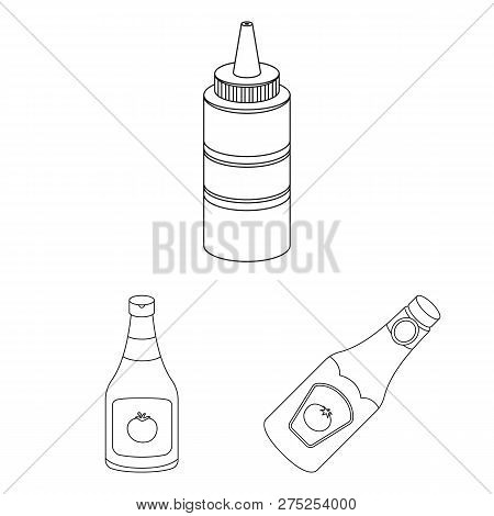 Vector Illustration Of Sauce And Condiment Symbol. Collection Of Sauce And Bowl Stock Vector Illustr