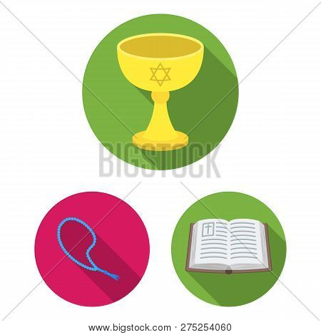 Vector Illustration Of Muslim And Items Symbol. Set Of Muslim And Candle Stock Symbol For Web.