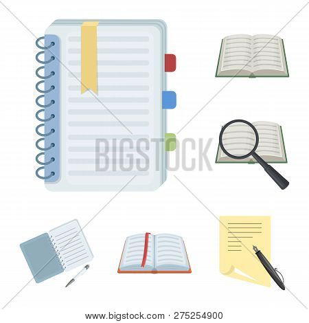 Isolated Object Of Book And Open Logo. Set Of Book And Pencil Vector Icon For Stock.