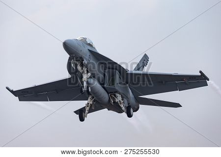 Avalon, Australia - February 26, 2013: Royal Australian Air Force (raaf) Boeing F/a-18f Super Hornet
