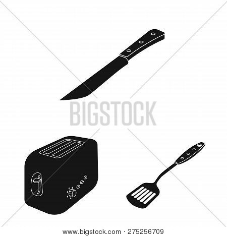 Vector Illustration Of Kitchen And Cook Symbol. Set Of Kitchen And Appliance Vector Icon For Stock.