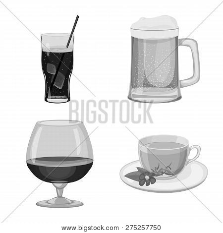 Vector Design Of Drink And Bar Sign. Set Of Drink And Party Stock Vector Illustration.