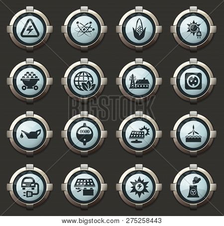 Bio Fuel Industry Vector Stylish Round Buttons For Mobile Applications And Web