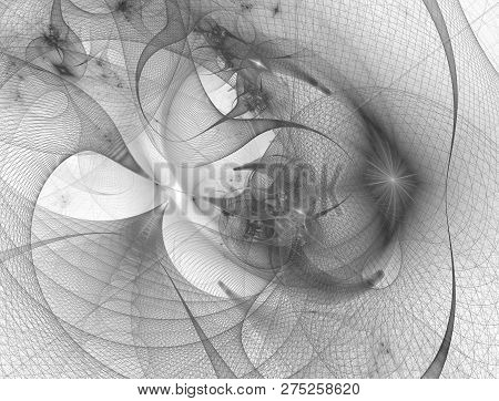 Abstract Grid Wormhole. Futuristic 3d Portals In Space. Wireframe Tunnel Fantasy Illustration. Image