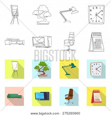 Vector Design Of Furniture And Work Icon. Set Of Furniture And Home Vector Icon For Stock.