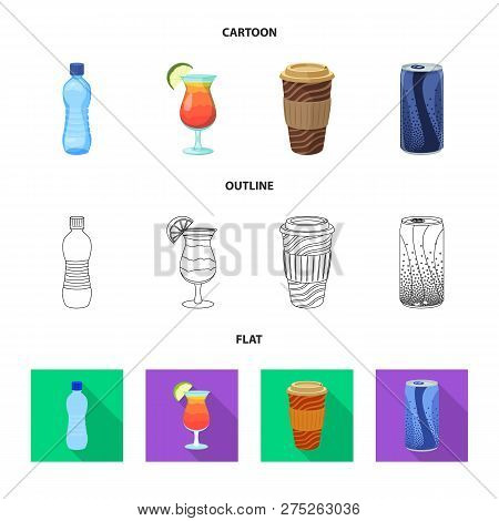 Vector Illustration Of Drink And Bar Logo. Set Of Drink And Party Vector Icon For Stock.