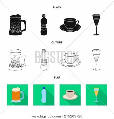 Vector Design Of Drink And Bar Icon. Set Of Drink And Party Vector Icon For Stock.